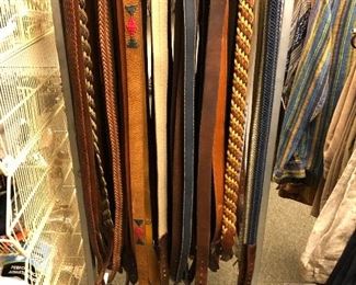 Large variety of men’s size 32-36 leather, suede and faux leather belts