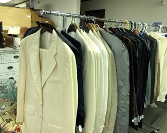 Men’s suits, tuxedos and sports coats and cashmere sweaters.