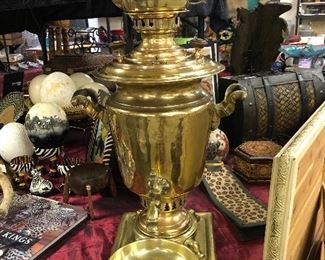 Brass and copper Russian Samovar set. Gorgeous!!!