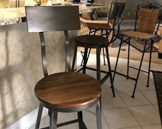 Like new wood and metal barstools (2)