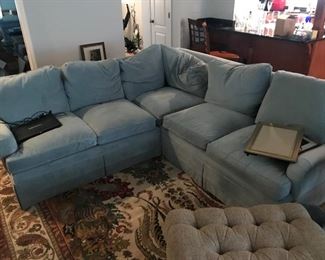 Custom Made Sectional Sofa - light blue and down stuffed $ 486.00