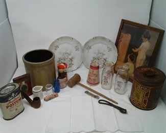Antique Decoratives, Tins, and Glass