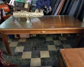 Glass Top Desk with Gilded Handle and Feet