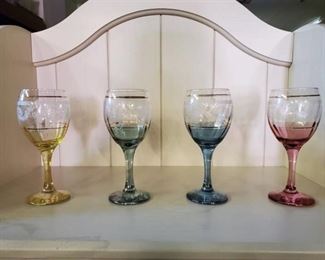 Multi Color Opal Base Wine Glasses