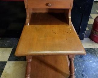 Wooden Side Table with Top Drawer and Storage with a Lower Shelf