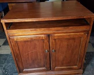 Wooden Cabinet with Lower Storage and Slideout Shelf