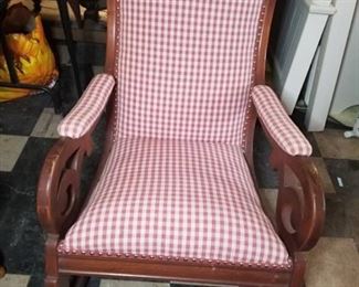 Mid Century Plaid Rocking Chair