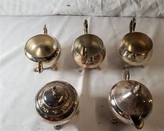 Lot Of Silver Plated Sugar And Cream Dishes