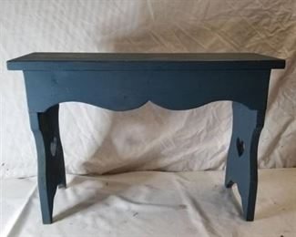Blue Small Wooden Bench With Hearts