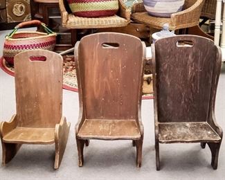 Vintage Child’s Wooden Chairs 
2  chairs, 1 rocker 