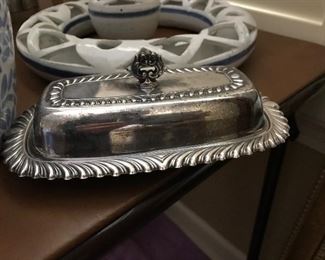 Silver butter dish