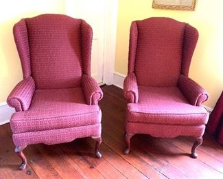 Pair wing back chairs
