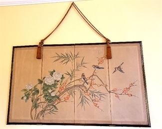antique Asian silk screen