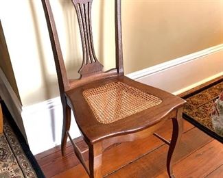 antique oak cane seat chair 