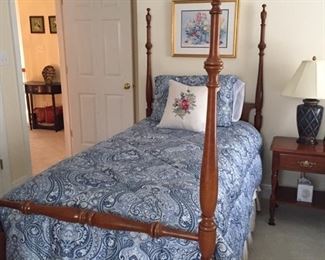 Pair of twin beds with pillow top mattresses from guest bedroom. Sold as a set only. Bedding included.