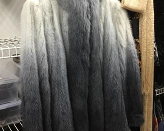 Grey shade mink and fox collar jacket sz 4 to 6