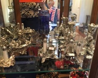 Pewter collection of salts & candlesticks