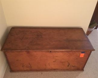 Antique pine chest with pillow