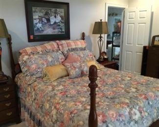 Queen size four poster bed. Bedding for sale separately 