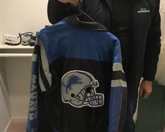 . . . a barely used Detroit Lion leather jacket. Co-owner has that "Will the Lions ever win anything?" look on his face.