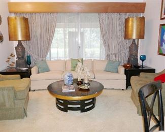Pr. Great Chairs, Mid Century Sofa, Pr. Great Oriental Style Side Tables