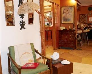 Great Mid Century Chair, one of 2 Milo Baughman Side Tables