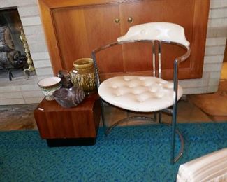Great Chrome Modern Chair and the matching Milo Baughman Side Table