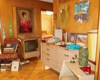 Retro Bedroom Suite inc. Dresser w/ Mirror, matching stand, tv cabinet and stereo very retro cool