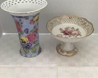 Home decor Vase and pedestal dish https://ctbids.com/#!/description/share/337697
