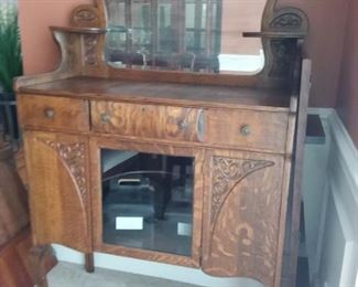 Stunning Antique rare sideboard/buffet with glass front and mirror