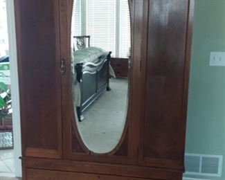 Antique Mirrored wardrobe with drawer
