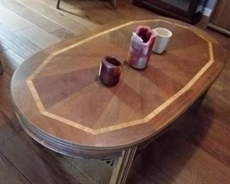 Wood coffee table with inlay