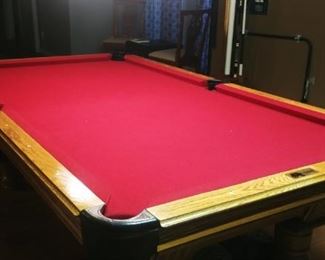 Overland Billiard Company pool table made of solid oak with leather pockets (4' x 8') 44" x 88" playing surface $1500 includes take down, move and set up! $1100 pool table/$400 move