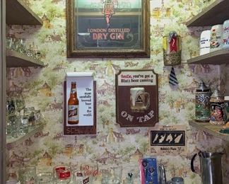 Great vintage bar items - signs, beer glasses, steins and more 