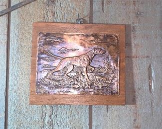 Pounded Copper dog hunting plaque