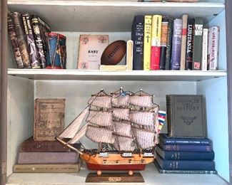 USS Constitution 1814 sail ship and vintage books 