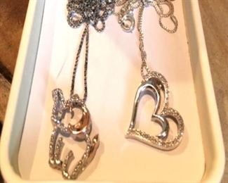 Jared Sterling w/Diamond Heart & Jared 10K Elephant necklace w/Diamonds