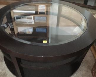 Hammary round coffee table with glass top 36”
$110