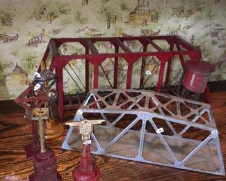 Vintage train bridges and signs