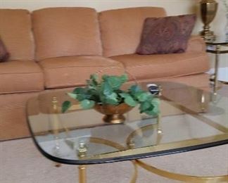 Sofa SOLD & glass top coffee table