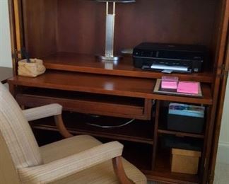 Computer desk armoire & desk chair