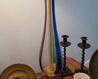 One of a pair of Murano lamps