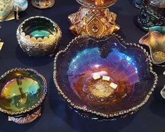 Carnival glass punch bowl