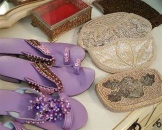 Vintage shoes and beaded purses