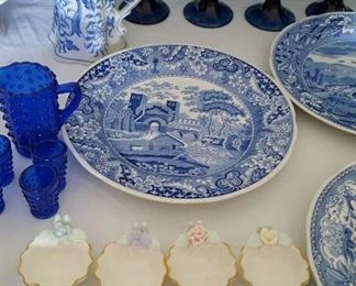 Spode china & blue goblets by Noritake