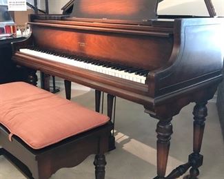 1920’s Brambach of New York Baby Grand Piano in a handsome walnut color..
