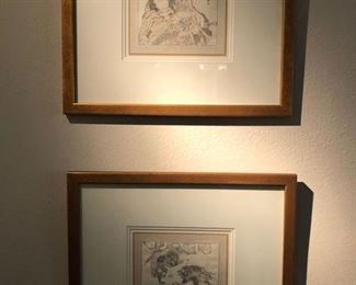 Japanese "Manga Sketch" Woodblock Print Ca. 1840's. By Hokusai