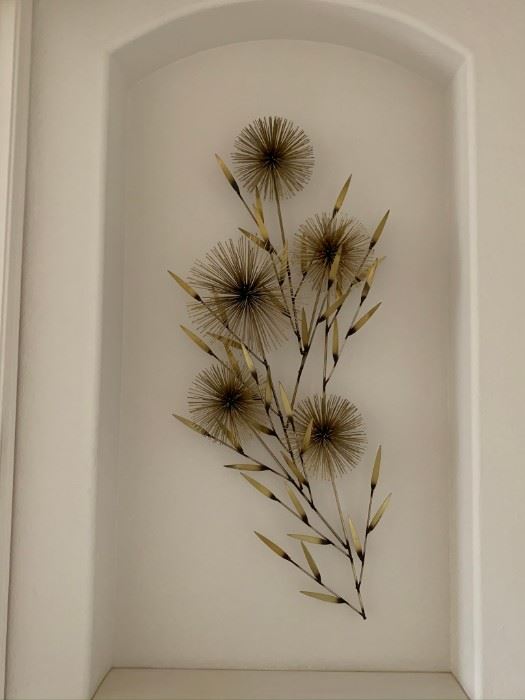 Curtis Jere Metal Pom Pom Wheat Wall Sculpture - Signed   1972