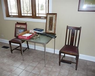 Air Soft Rifle and Chairs