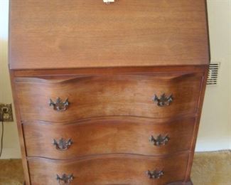 L117 Drop Front Secretary with Serpentine Drawers  Claw Foot Design